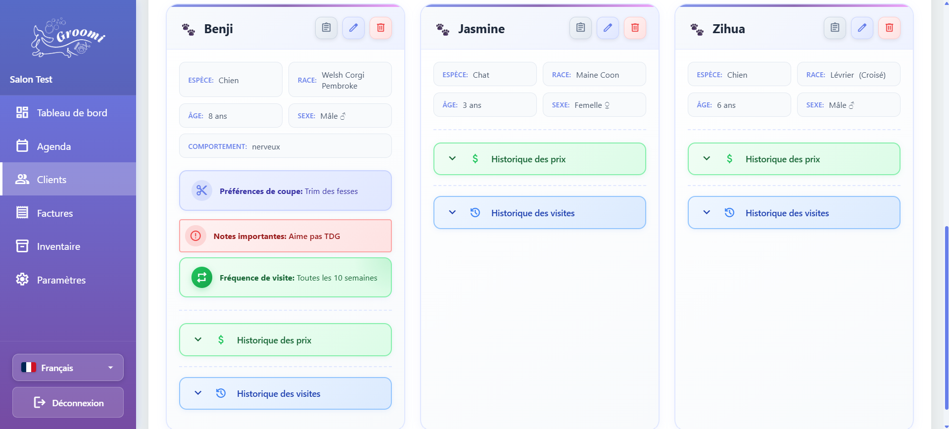 Groomi sur ordinateur